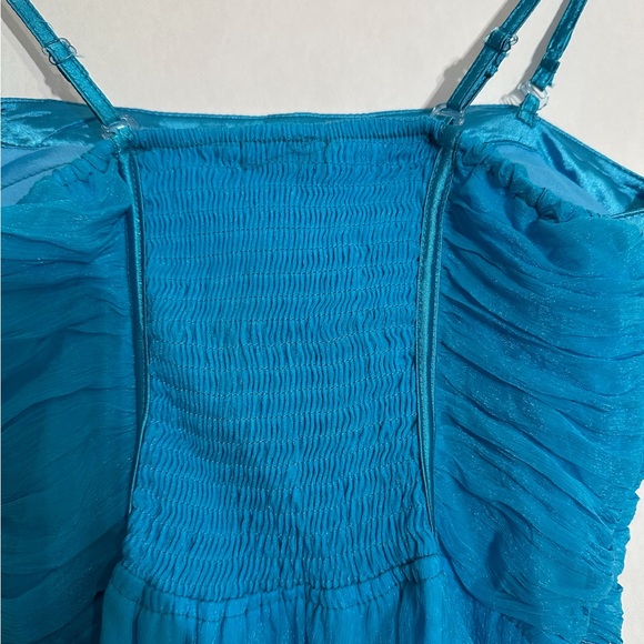 NWT Ceres Blue Silk Blend Ruched Bodice Party Dress Y2K Size Medium Cocktail - Picture 3 of 7